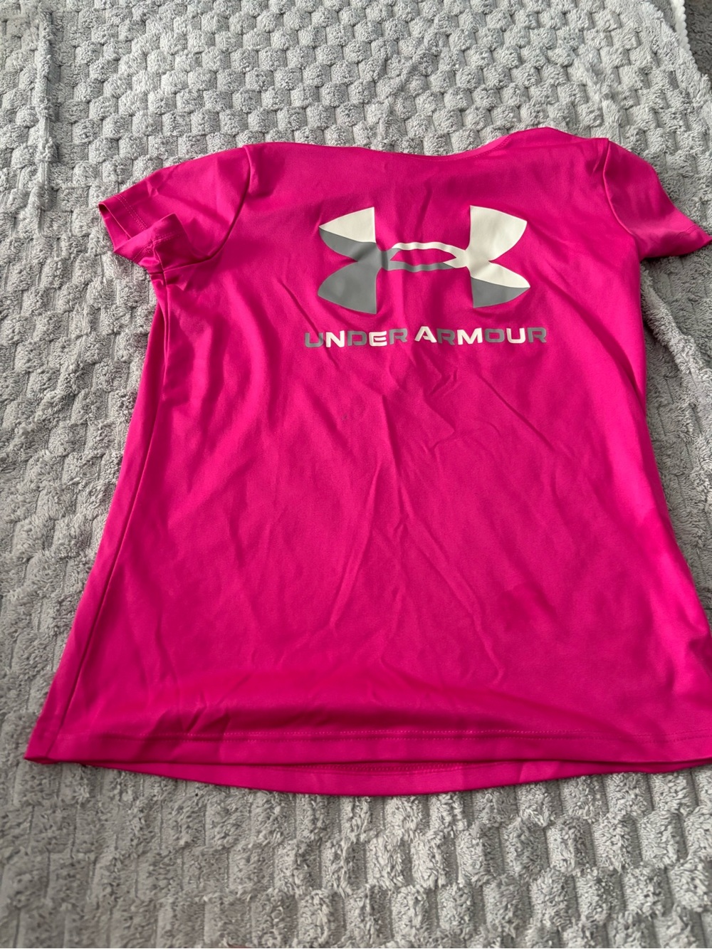 Under Armour Girls Pink Tee with Silver Logo